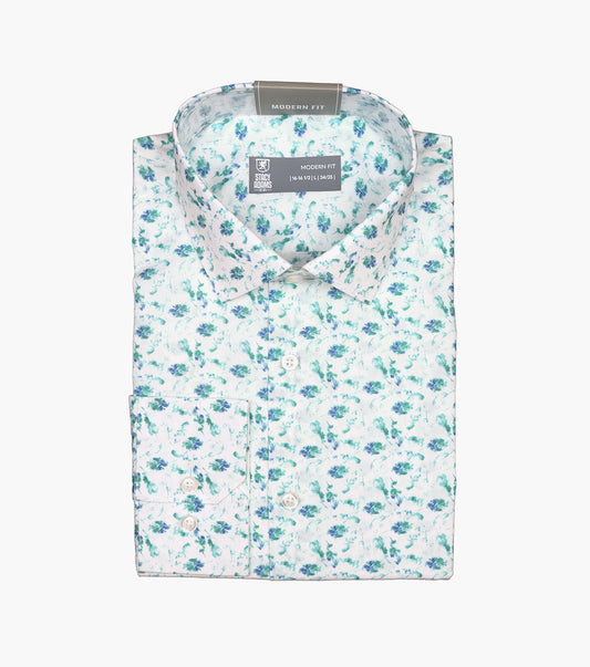 Stacy Adams Shanahan Dress Shirt Spread Collar Dress Shirts - White Multi
