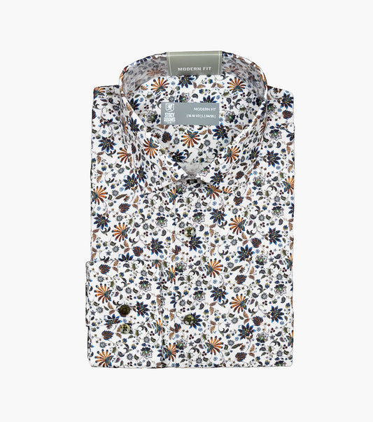 Stacy Adams McVay Dress Shirt Spread Collar Dress Shirts - White Multi