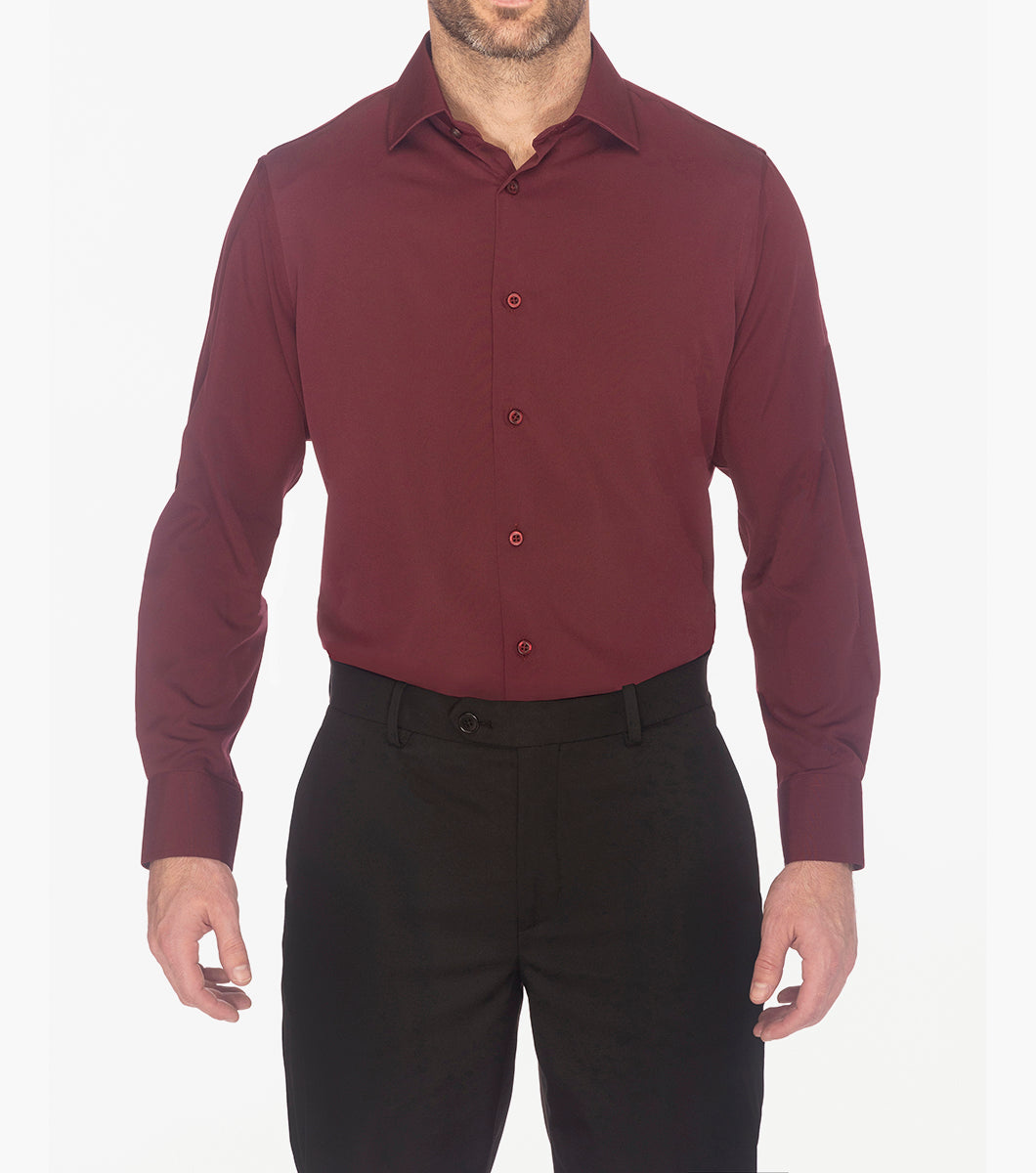 Stacy Adams Sandee Dress Shirt Spread Collar Dress Shirts - Wine