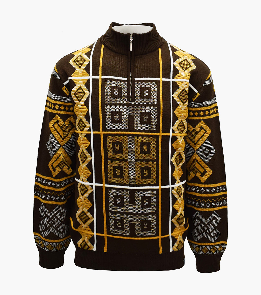 Stacy Adams Warren Quarter Zip Sweater Men’s Casual Wear - Brown