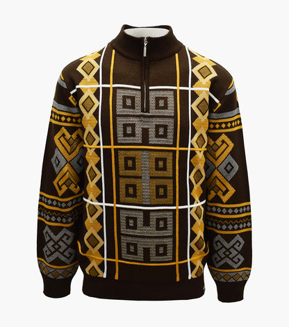 Stacy Adams Warren Quarter Zip Sweater Men’s Casual Wear - Brown