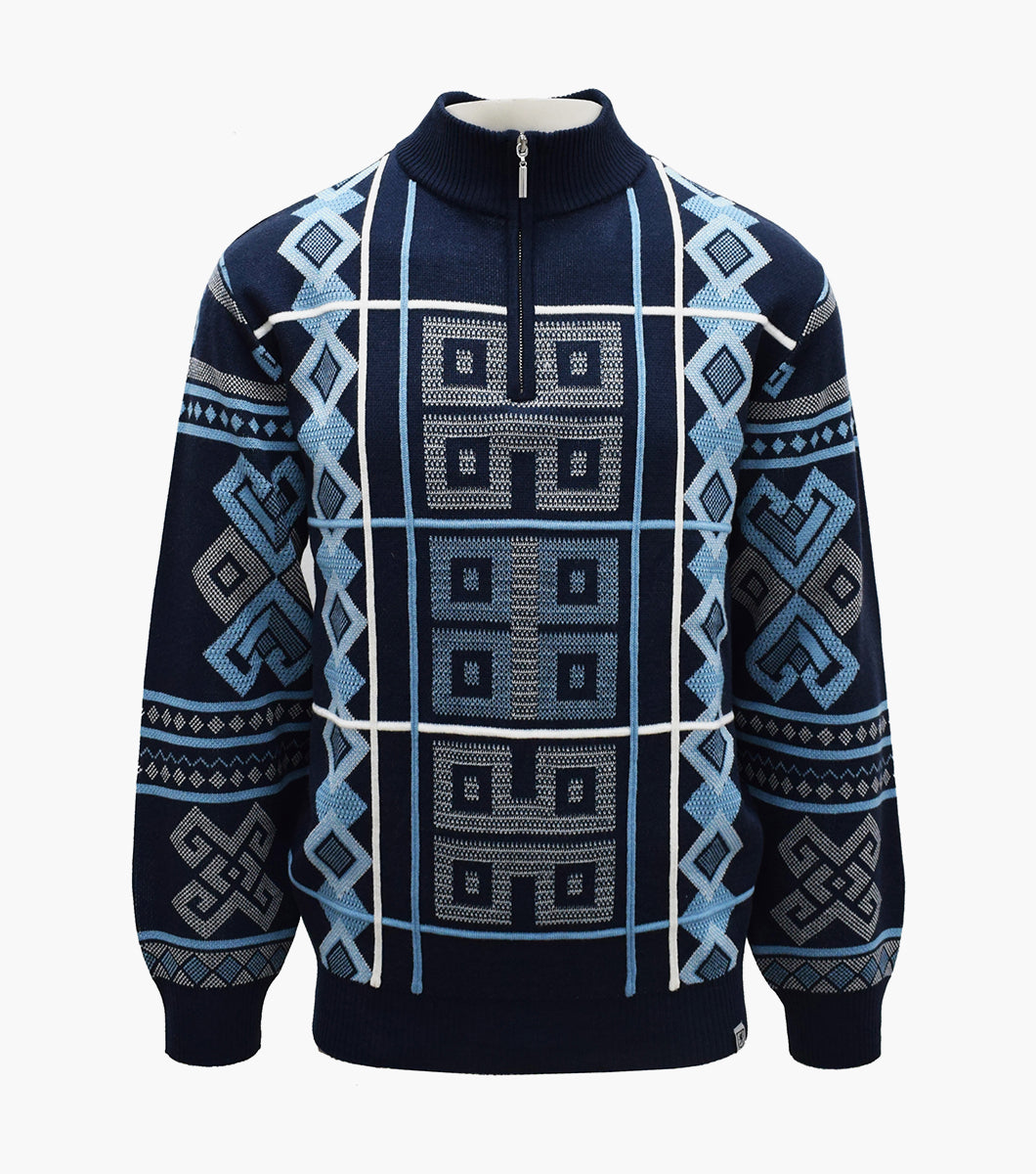 Stacy Adams Warren Quarter Zip Sweater Men’s Casual Wear - Navy