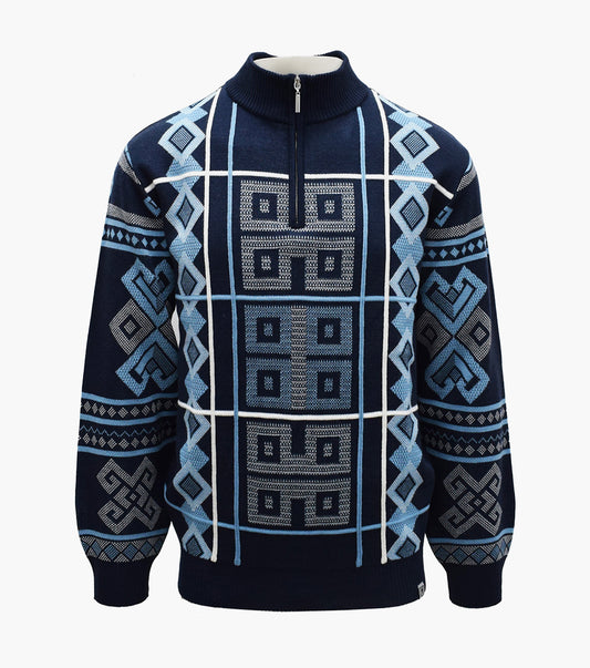 Stacy Adams Warren Quarter Zip Sweater Men’s Casual Wear - Navy