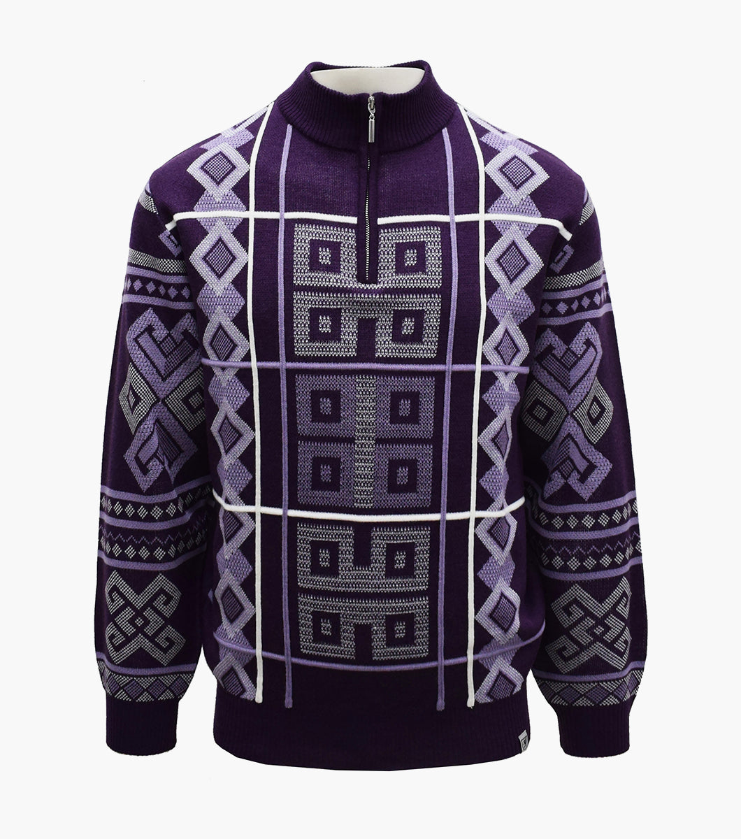 Stacy Adams Warren Quarter Zip Sweater Men’s Casual Wear - Purple