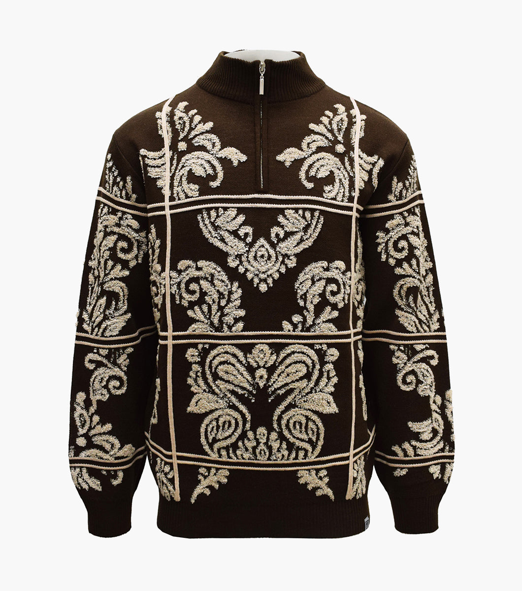 Stacy Adams Grant Quarter Zip Sweater Men’s Casual Wear - Brown