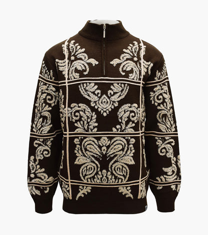 Stacy Adams Grant Quarter Zip Sweater Men’s Casual Wear - Brown