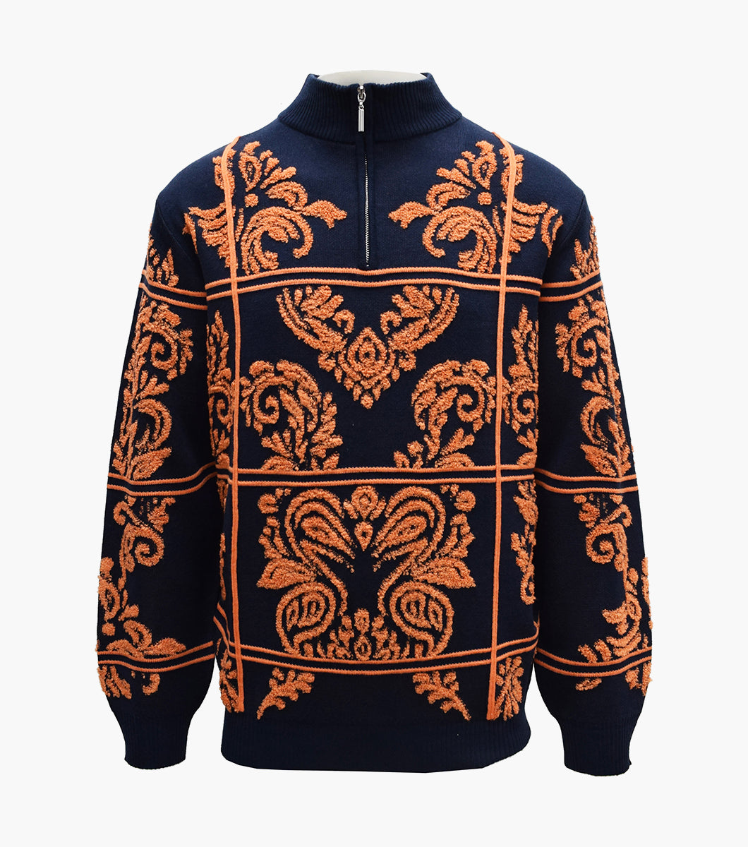 Stacy Adams Grant Quarter Zip Sweater Men’s Casual Wear - Navy