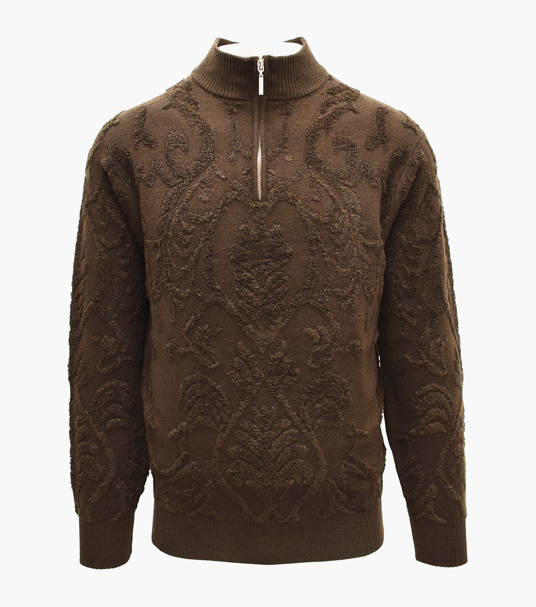 Stacy Adams Clayton Quarter Zip Sweater Men’s Casual Wear - Brown