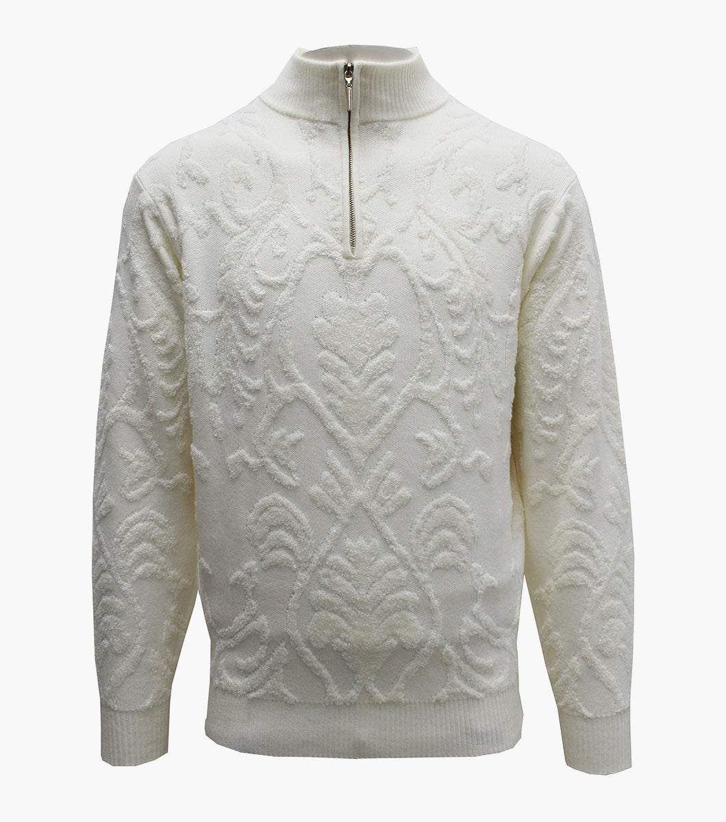 Stacy Adams Clayton Quarter Zip Sweater Men’s Casual Wear - Cream