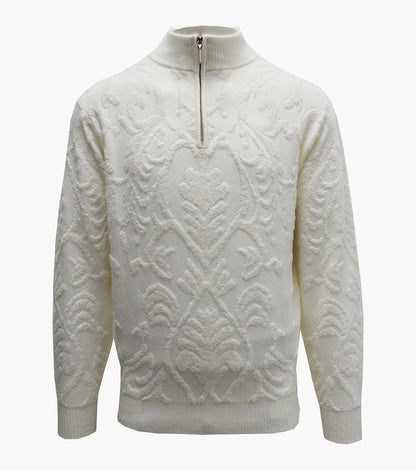 Stacy Adams Clayton Quarter Zip Sweater Men’s Casual Wear - Cream