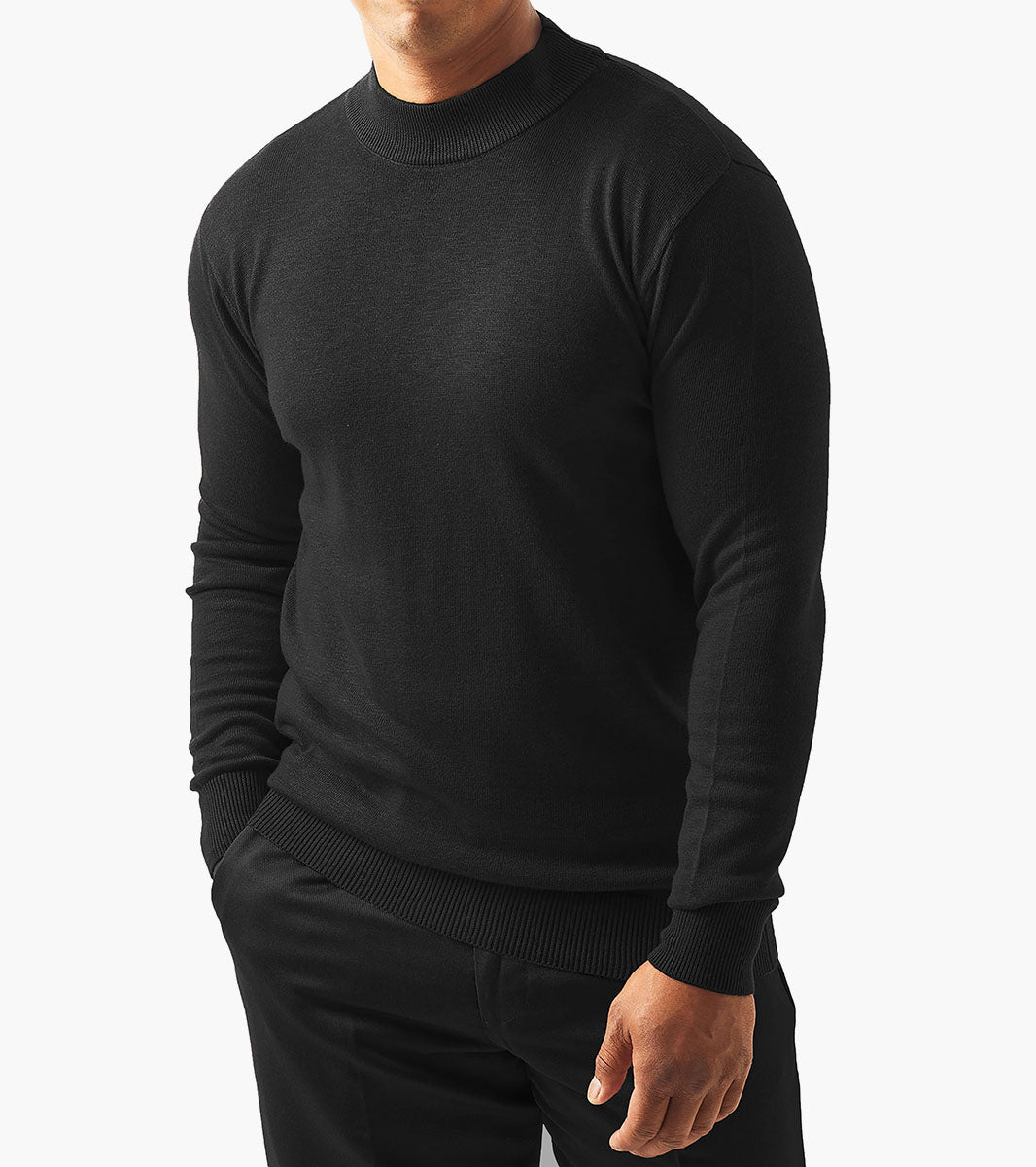 Stacy Adams Asher Mock Neck Sweater Men’s Casual Wear - Black