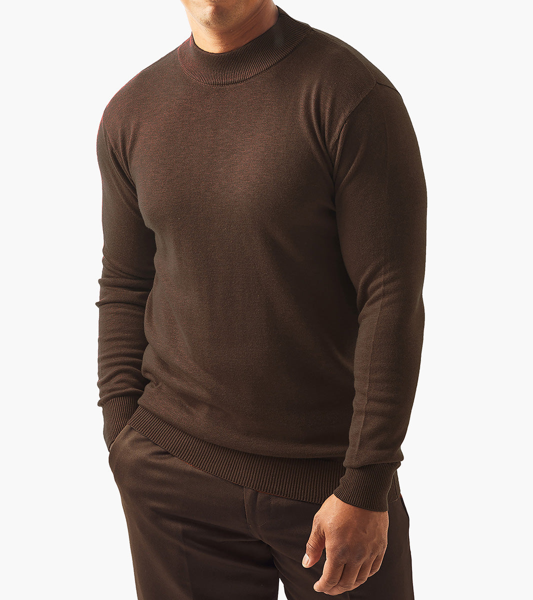 Stacy Adams Asher Mock Neck Sweater Men’s Casual Wear - Brown
