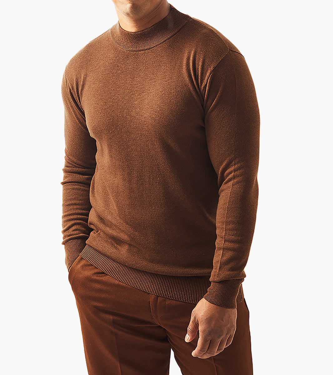 Stacy Adams Asher Mock Neck Sweater Men’s Casual Wear - Mocha