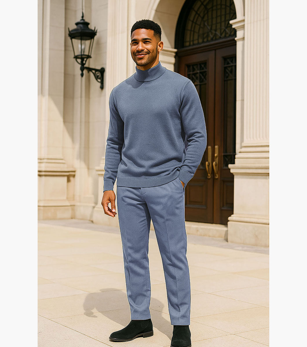 Stacy Adams Asher Mock Neck Sweater Men’s Casual Wear - Indigo