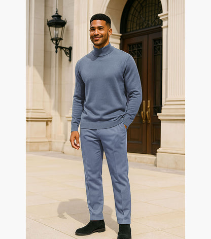 Stacy Adams Asher Mock Neck Sweater Men’s Casual Wear - Indigo