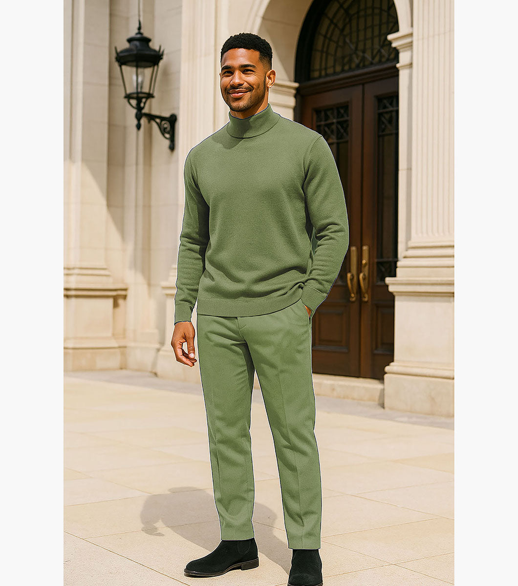 Stacy Adams Asher Mock Neck Sweater Men’s Casual Wear - Olive