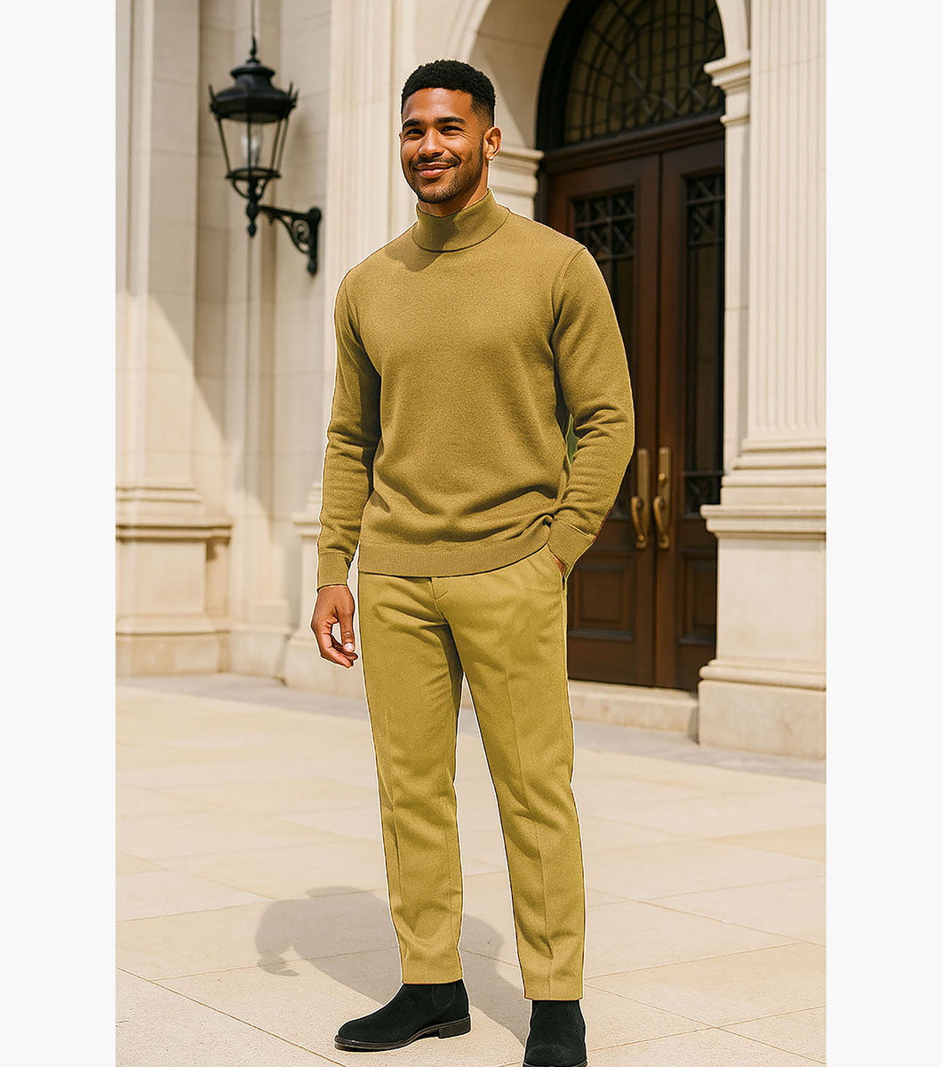 Stacy Adams Asher Mock Neck Sweater Men’s Casual Wear - Gold