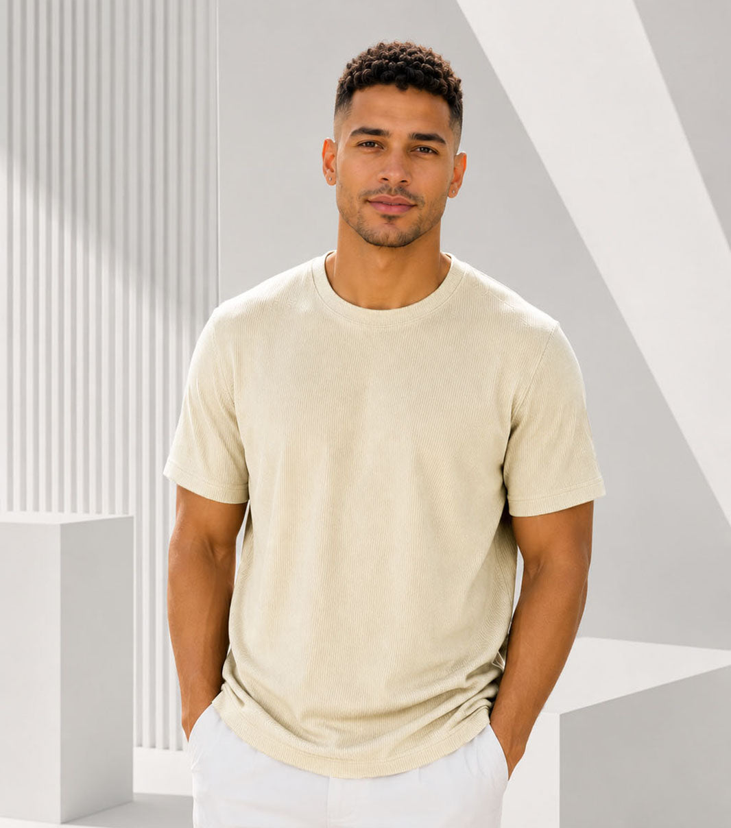 Stacy Adams Ambrose T-Shirt Men’s Casual Wear - Cream