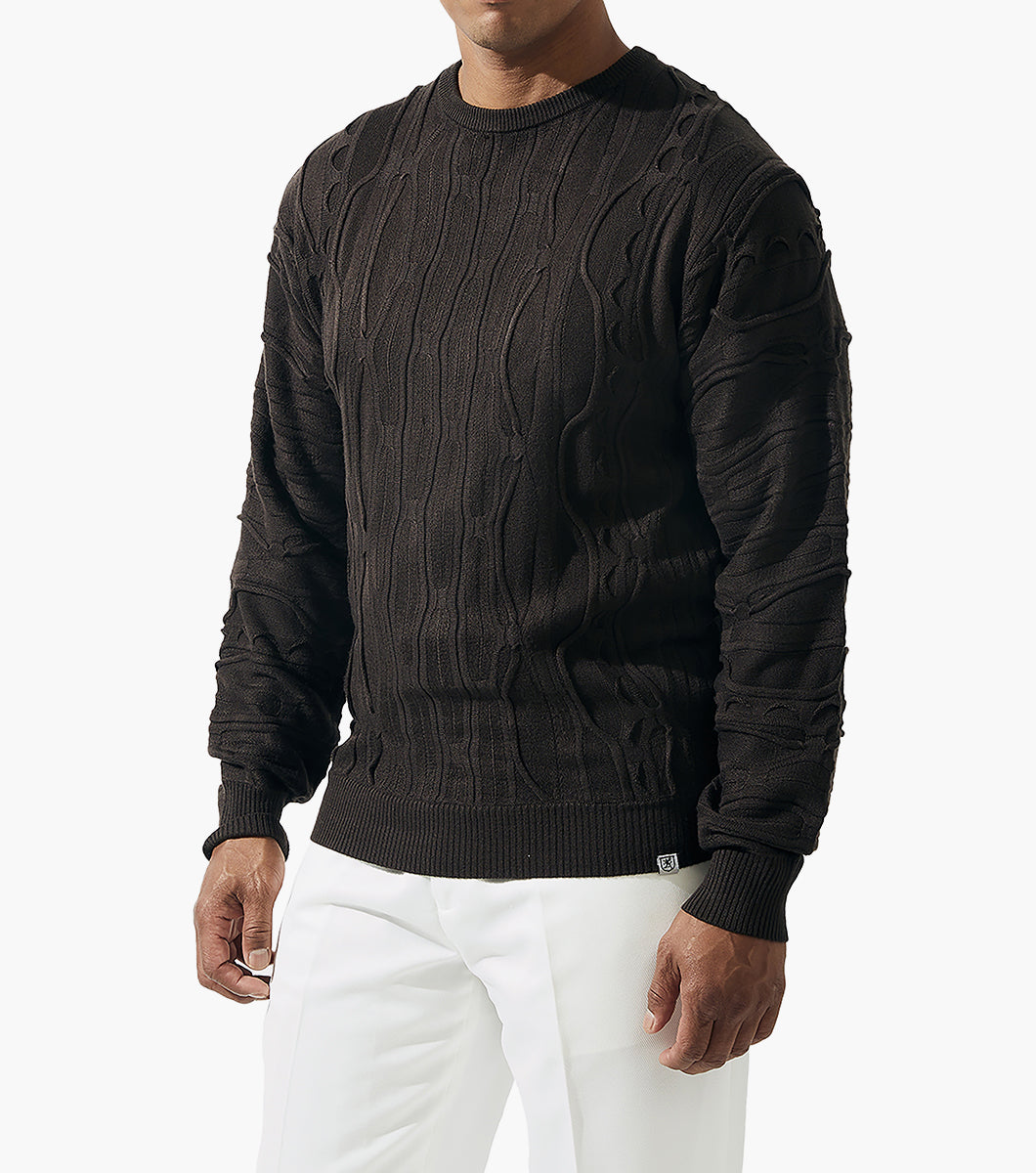 Stacy Adams Iker Crewneck Sweater Men’s Casual Wear - Dark Brown