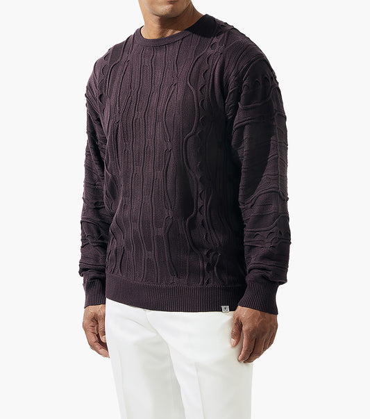 Stacy Adams Iker Crewneck Sweater Men’s Casual Wear - Wine