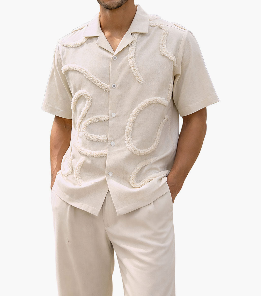 Stacy Adams Richards Button Down Shirt Men’s Casual Wear - Cream