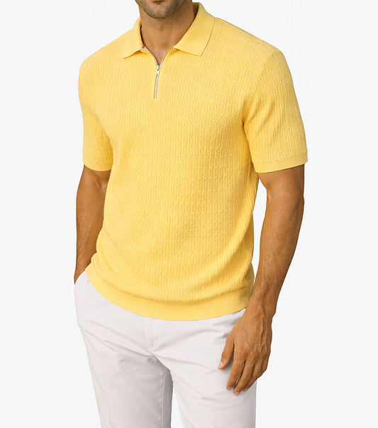 Stacy Adams Isaac Quarter Zip Polo Shirt - Yellow