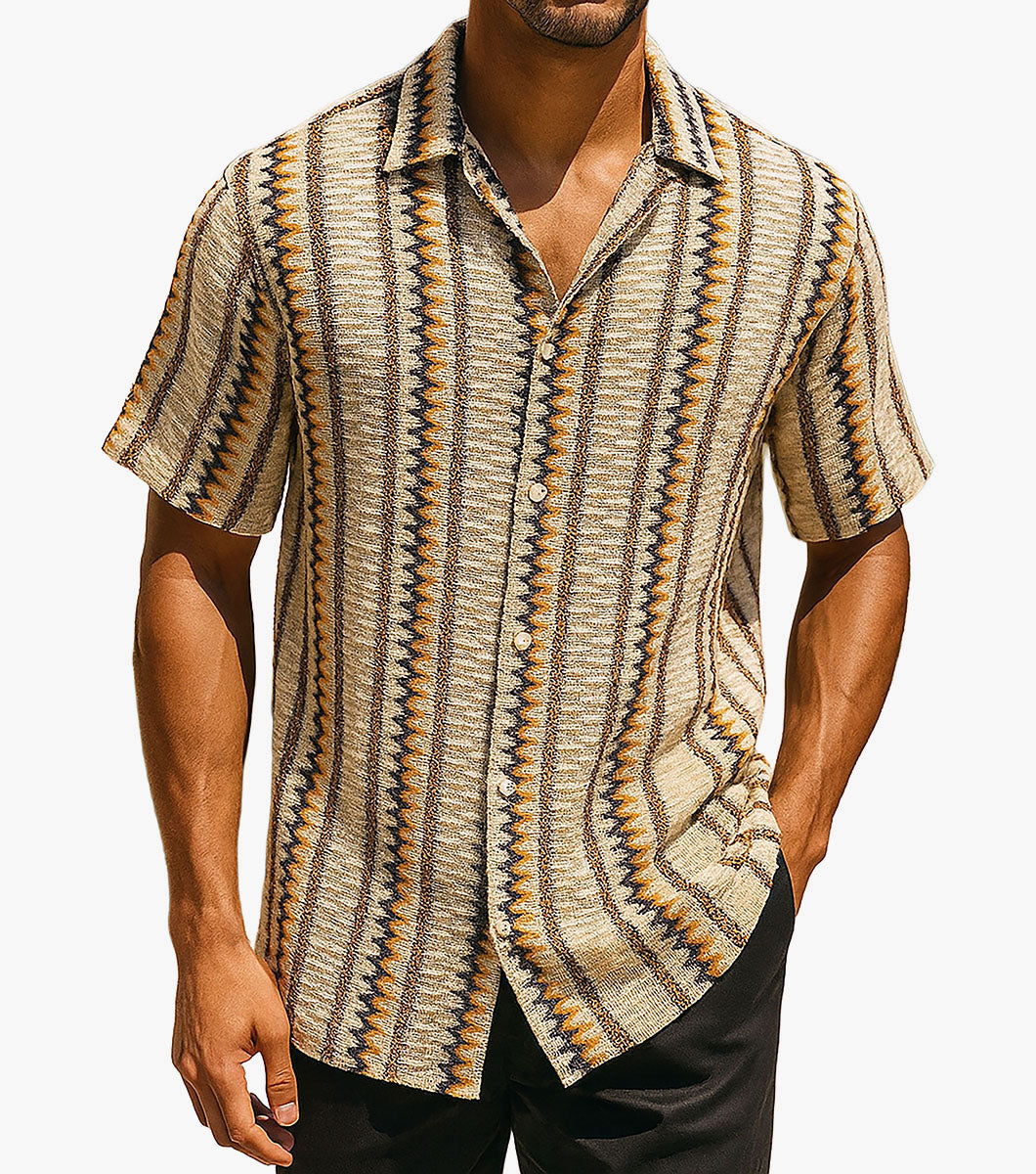 Stacy Adams Harrison Button Down Shirt - Taupe Multi