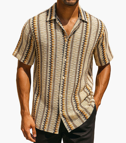 Stacy Adams Harrison Button Down Shirt - Taupe Multi