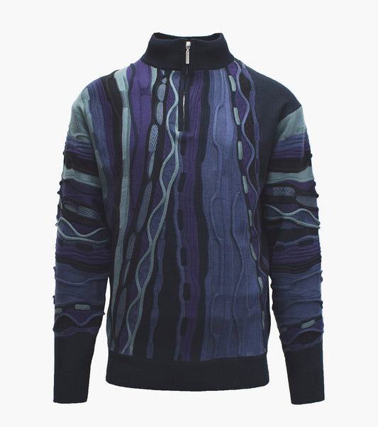 Stacy Adams Conrad Quarter Zip Sweater Men’s Casual Wear - Navy
