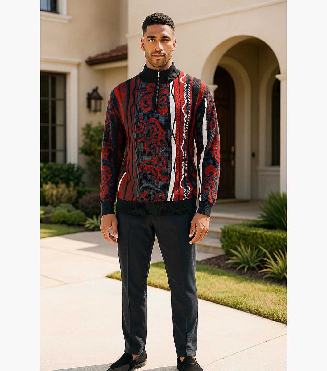 Stacy Adams Sinclair Quarter Zip Sweater Men’s Casual Wear - Black
