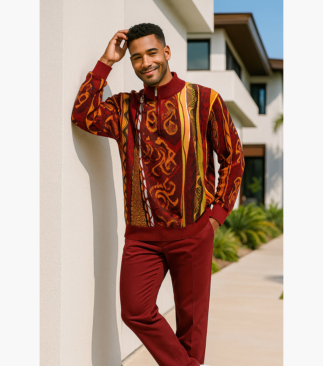 Stacy Adams Sinclair Quarter Zip Sweater Men’s Casual Wear - Red