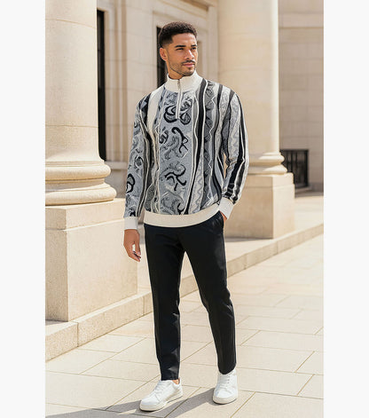 Stacy Adams Sinclair Quarter Zip Sweater Men’s Casual Wear - White