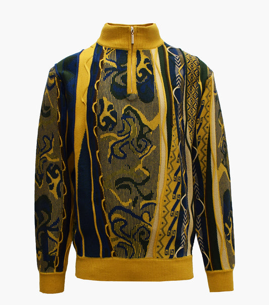 Stacy Adams Sinclair Quarter Zip Sweater Men’s Casual Wear - Mustard