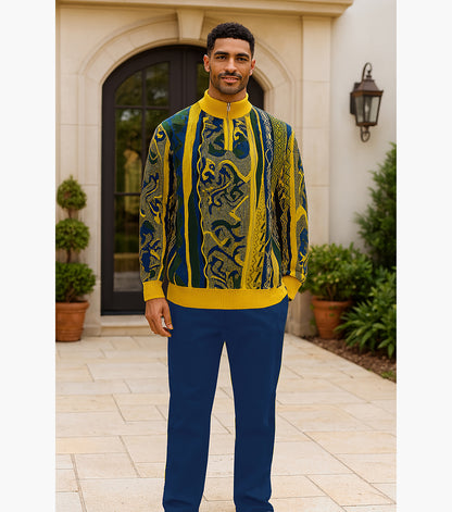 Stacy Adams Sinclair Quarter Zip Sweater Men’s Casual Wear - Mustard