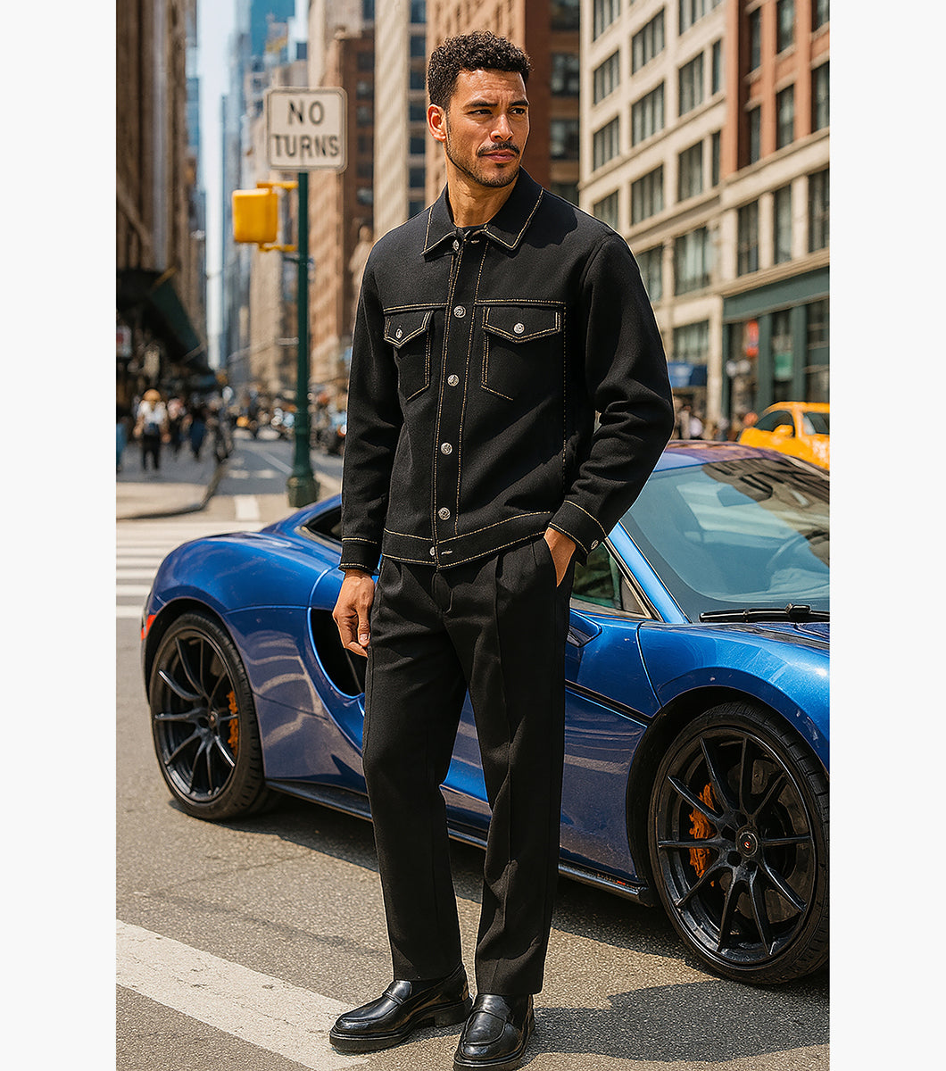 Stacy Adams Hugo Button Down Shirt Men’s Casual Wear - Black