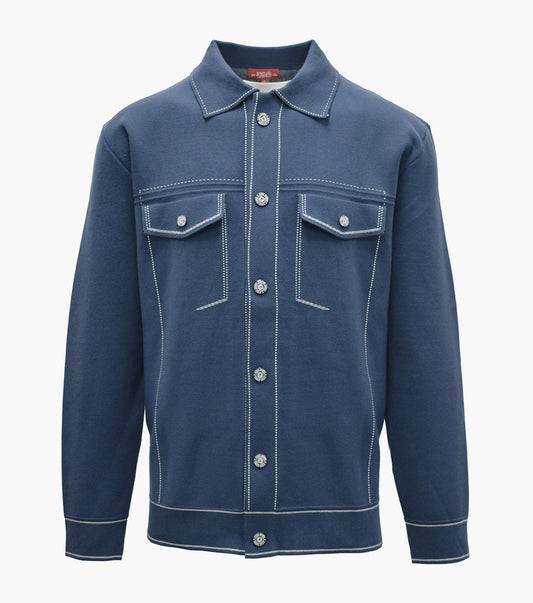 Stacy Adams Hugo Button Down Shirt Men’s Casual Wear - Indigo