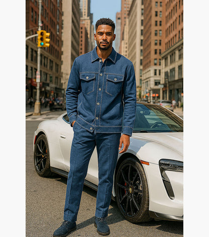Stacy Adams Hugo Button Down Shirt Men’s Casual Wear - Indigo