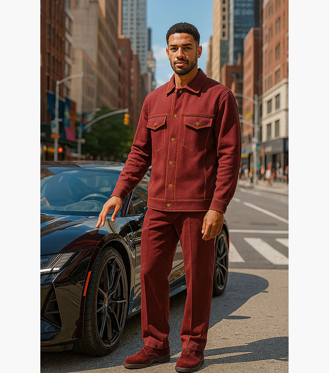 Stacy Adams Hugo Button Down Shirt Men’s Casual Wear - Burgundy