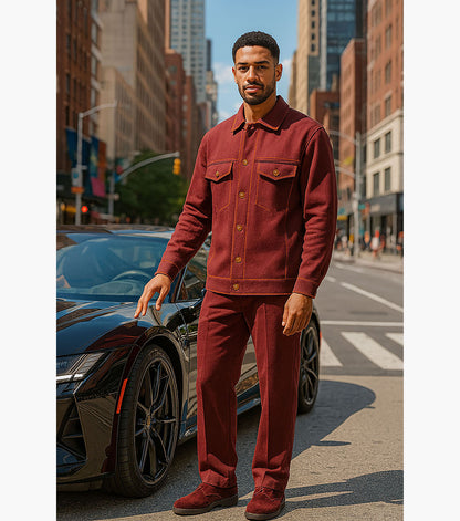 Stacy Adams Hugo Button Down Shirt Men’s Casual Wear - Burgundy