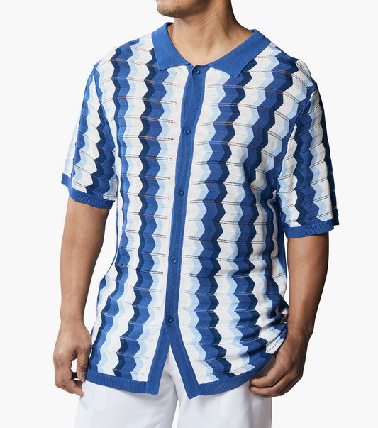 Stacy Adams Preston Button Down Shirt Men’s Casual Wear - Blue