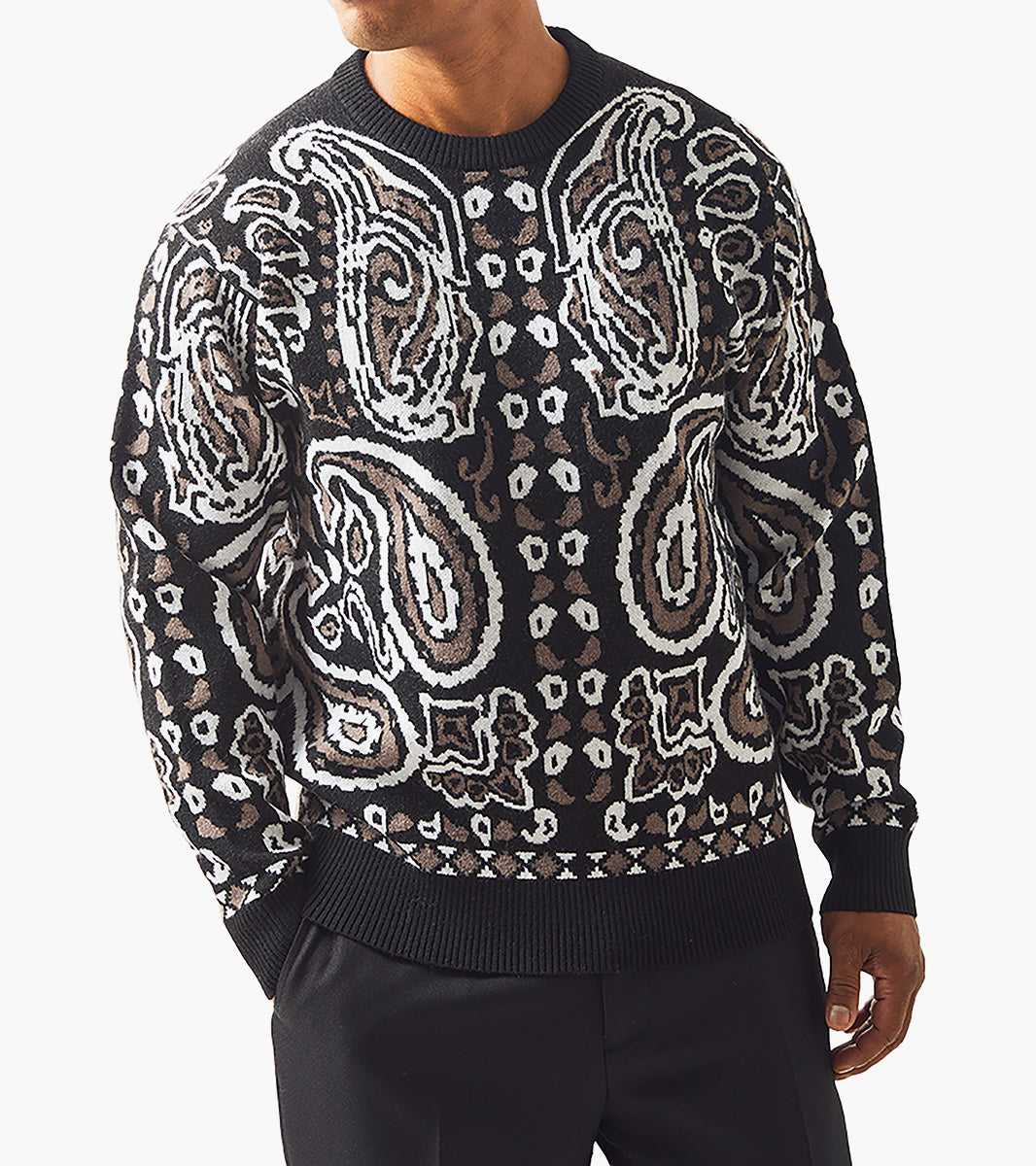 Stacy Adams Jackson Sweater Men’s Casual Wear - Black w/White