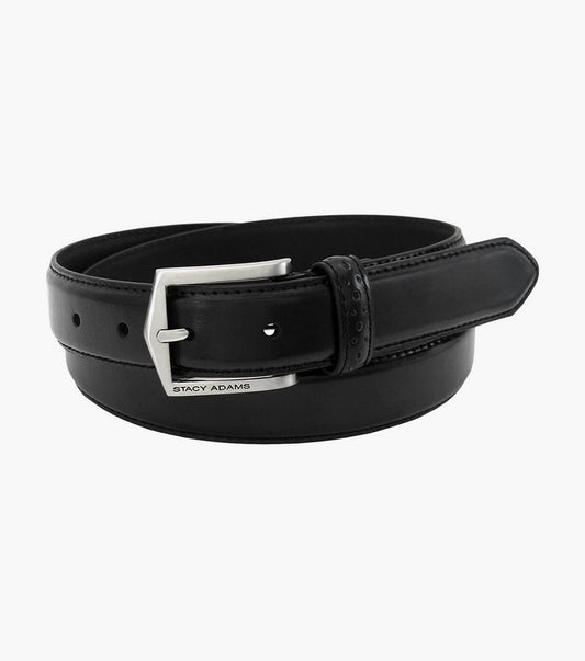 Stacy Adams Pinseal Perf Strap Genuine Leather Belt Men’s Belts - Black