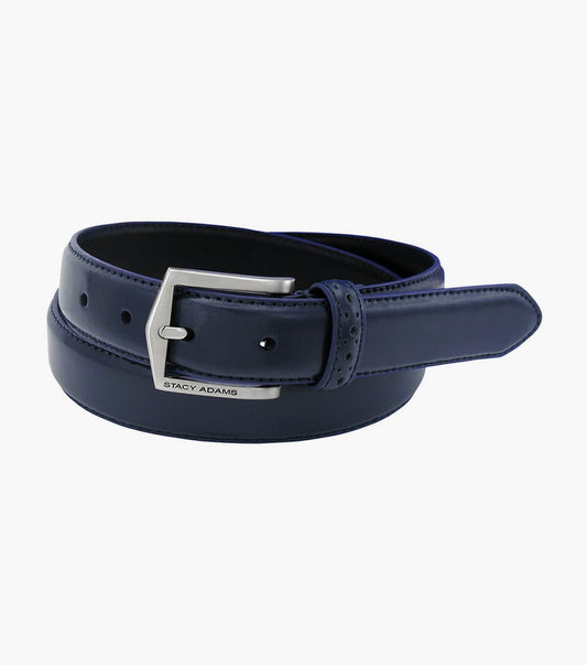 Stacy Adams Pinseal Perf Strap Genuine Leather Belt Men’s Belts - Navy