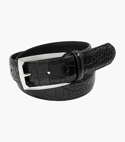 Stacy Adams Ozzie Croc Emboss Belt Men’s Belts - Black