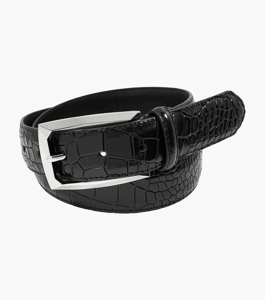 Stacy Adams Ozzie Croc Emboss Belt Men’s Belts - Black