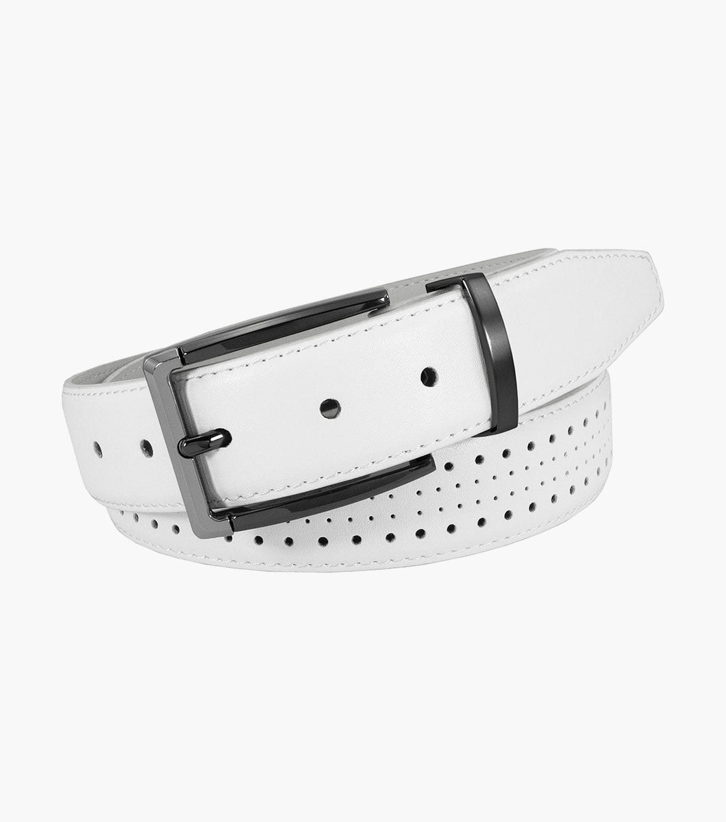 Stacy Adams Pacer Perf Leather Belt Men’s Belts - White