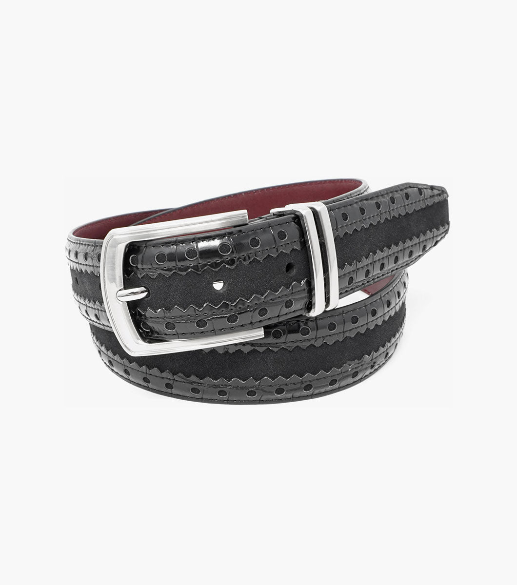 Stacy Adams Gustavo Mixed Material Belt Men’s Belts - Black