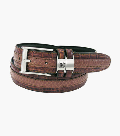 Stacy Adams Maes XL Genuine Leather Embossed Belt Men’s Belts - Cognac