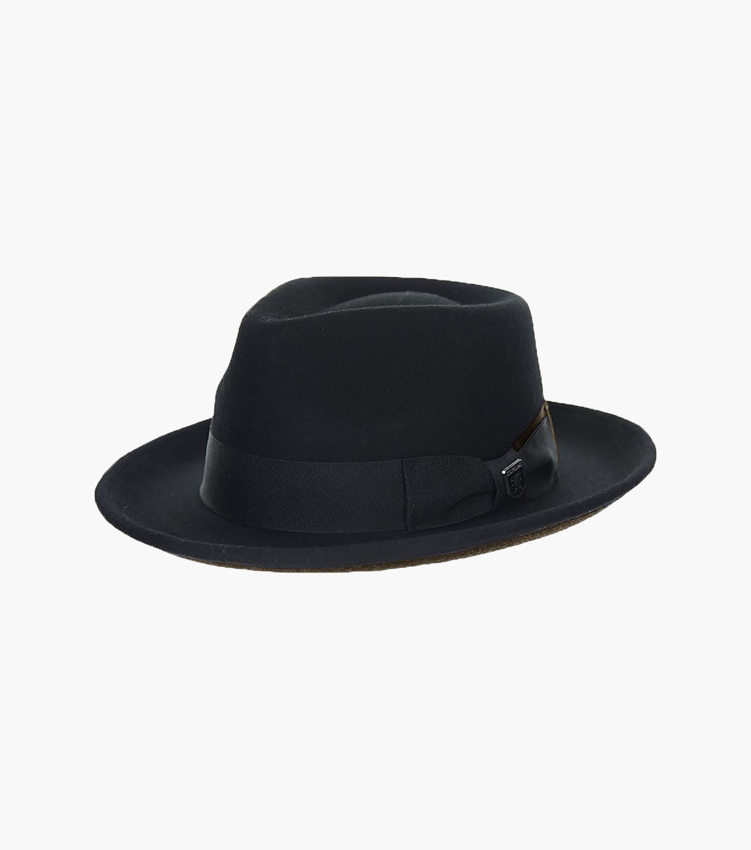 Stacy Adams Bracco Fedora Wool Felt Pinch Front Hat Men’s Hats - Brown