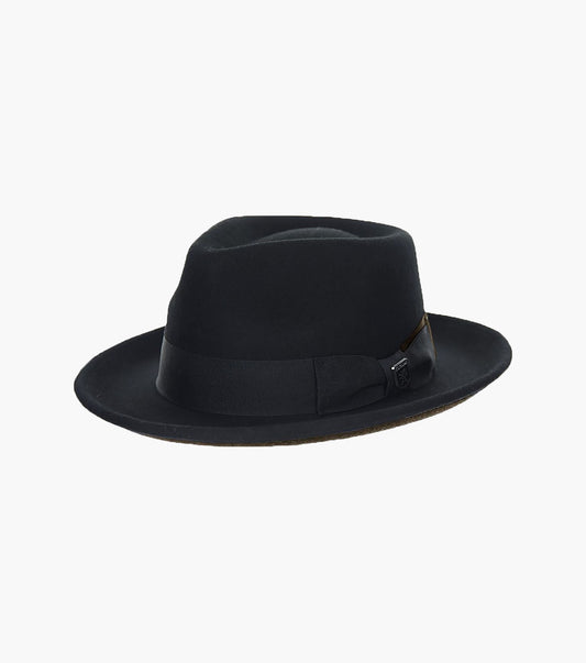 Stacy Adams Bracco Fedora Wool Felt Pinch Front Hat Men’s Hats - Brown
